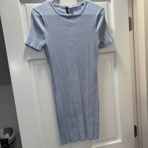 Light Blue Ribbed Knit Dress